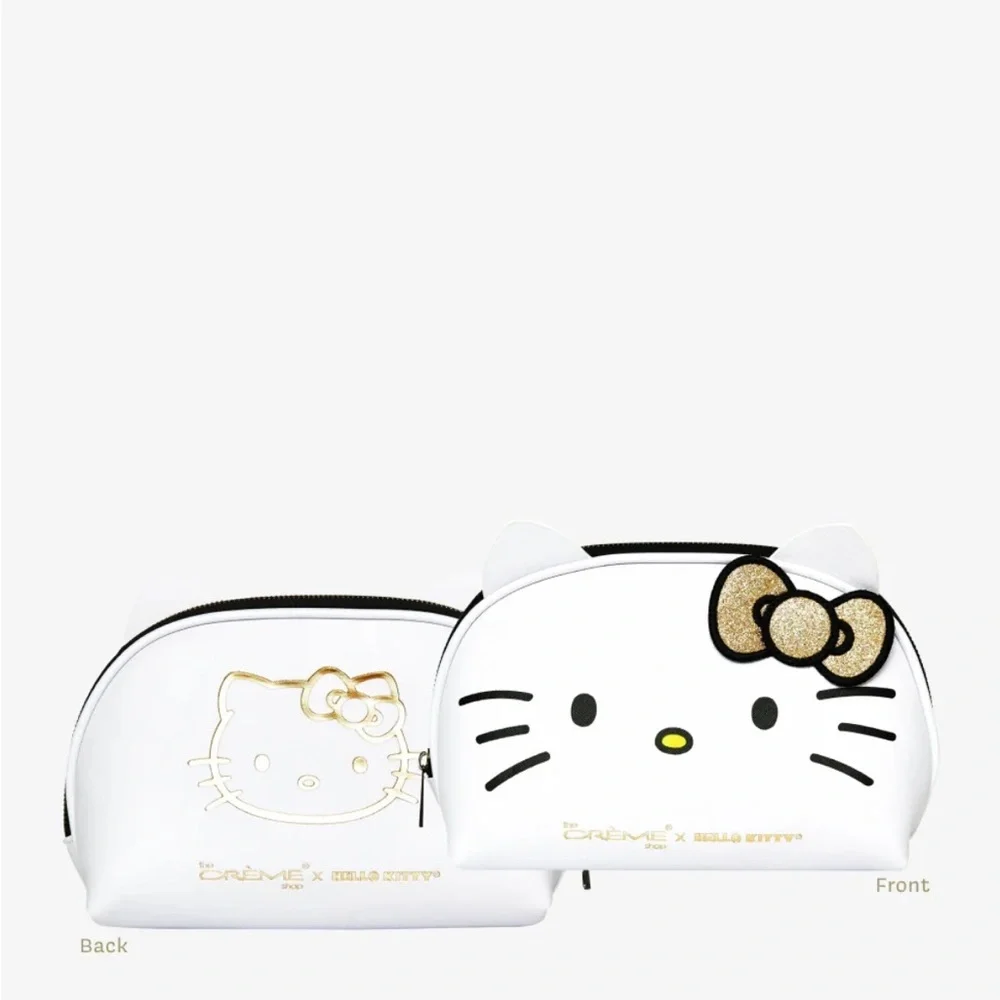 Limited Edition Gold The Crème Shop x Hello Kitty Cosmetic Bag